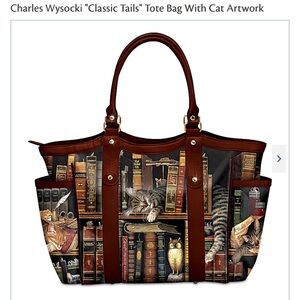 CHARLES WYSOCKI “Classic Tails” Tote Bag with Cat Artwork